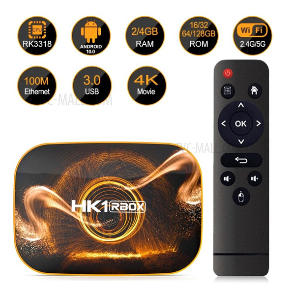 HK1 RBOX-R1 Android 10.0 Smart TV Box RK3318 1080P 4K 2.4G/5G WiFi Set-top Box 2GB+16GB - US Plug