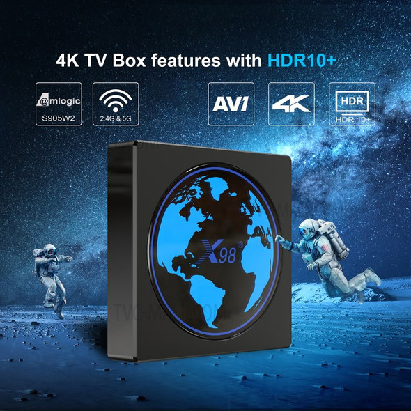 X98 mini 4+32GB 2.4G/5G Dual-Band WiFi 100M Amlogic S905W2 Smart TV Box Quad Core Android 11 4K Set Top Box Media Player - US Plug