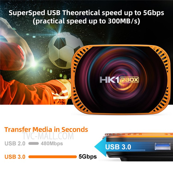 HK1RBOX X4 4+32GB 2.4G/5G WiFi 1000M Amlogic S905X4 Quad Core Android 11.0 Smart TV Box 8K Set Top Box Media Player - US Plug
