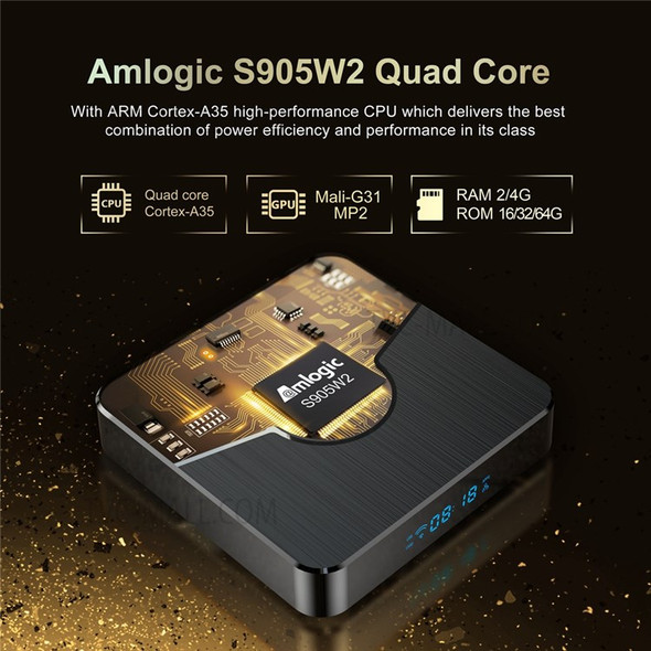 X98 Plus 4+64GB Android 11 Home Smart TV Box Amlogic S905W2 4K 60fps 2.4G/5G WiFi 100M Ethernet Set Top Box Media Player - US Plug