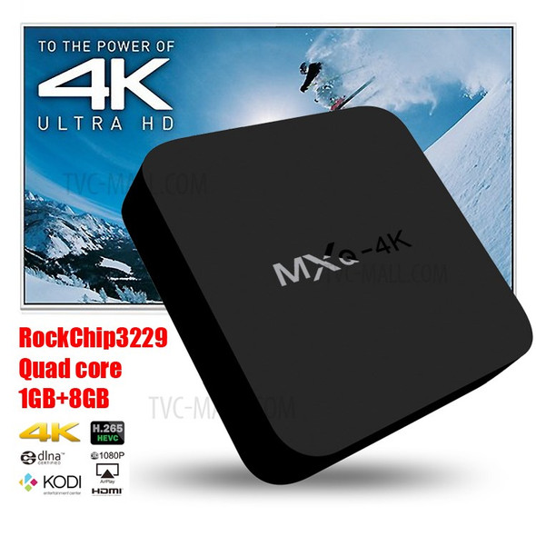MXQ-4K Android 7.1 Quad Core TV Box 1GB+8GB Support 4K 10-bit 60fps H.265 Video Decoder - US Plug