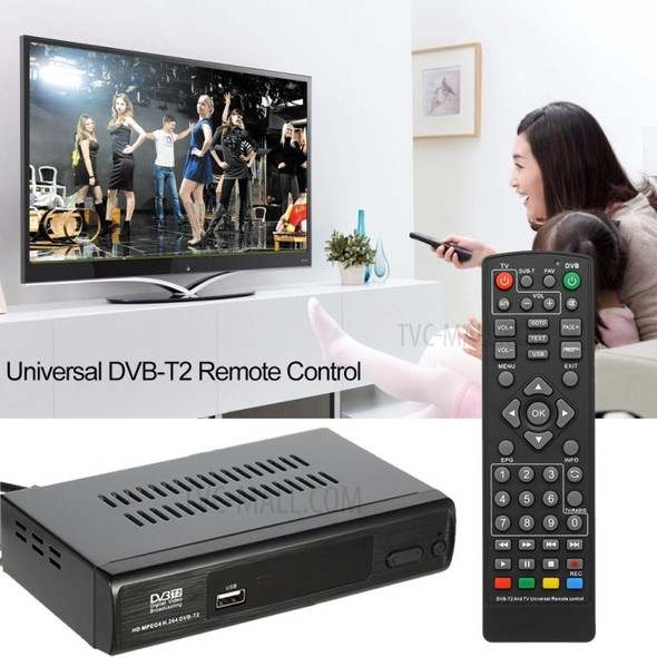 Universal DVB-T2 Set-Top Box Remote Control Smart Television STB Controller Replacement for HDTV Smart TV Box - Black