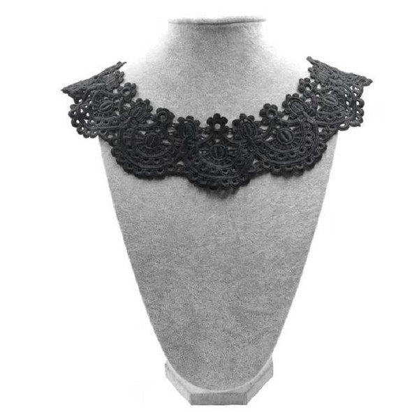 Black Milk Silk Lace Embroidered Collar Hollow Fake Collar DIY Clothing Accessories, Size: about 32 x 26cm