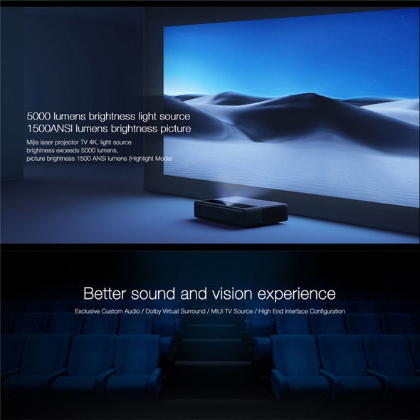 XIAOMIYOUPIN MIJIA 1S 4K Laser Projector Electronic Focus Ultra HD Projector with Dolby Virtual Surround Function/Remote (CN Plug)