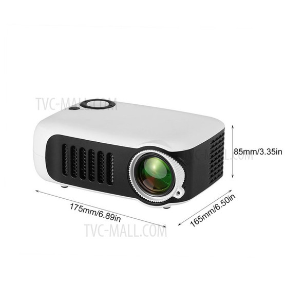 A2000 Mini Portable Projector 720P LCD Lamp Life Home Theater Video Projector Support Power Bank - White/US Plug