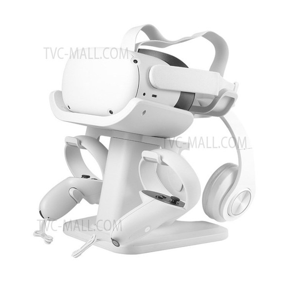 For Oculus Quest 2 VR Headset Holder Stand Controller Storage Rack - White