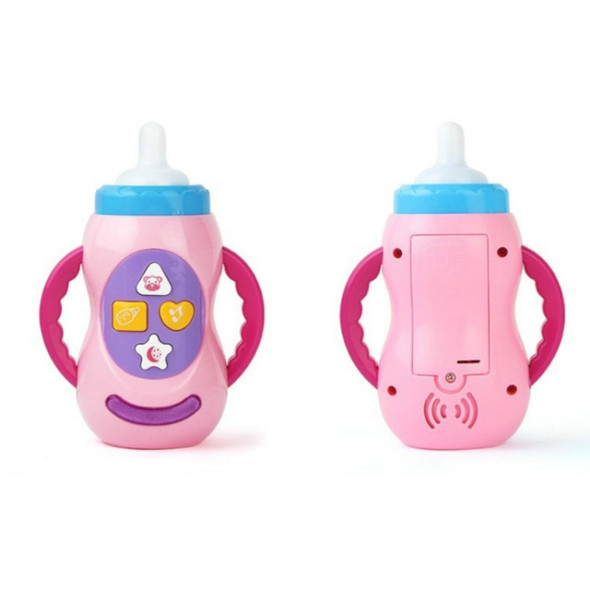 Baby Educational Music Toy Teether Bite Simulation Bottle(Pink)