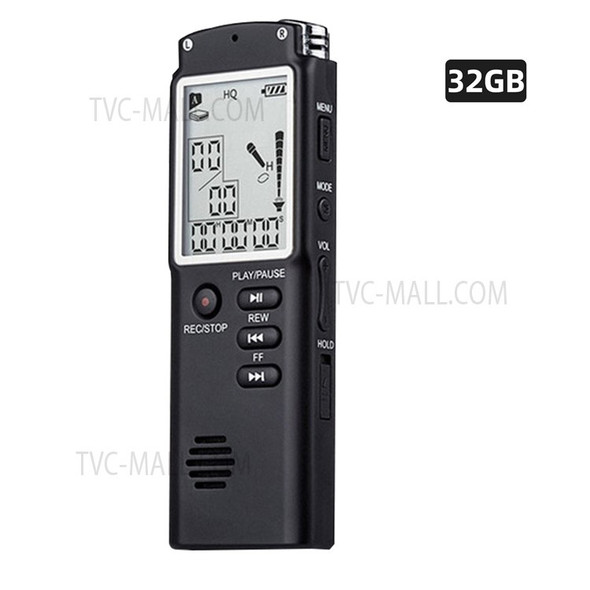 T60 32GB Noise Reduction Digital Voice Activated Voice Recorder MP3 Player 1536Kbps HD Recording Dual Condenser Microphone with WAV MP3 Player Telephone Recording for Meeting Lecture Interview Class - Black