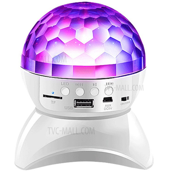 Mini Wireless Bluetooth Speaker with Color Light Support U Disk, TF Card, Aux Input for Home Party, Entertainment - White