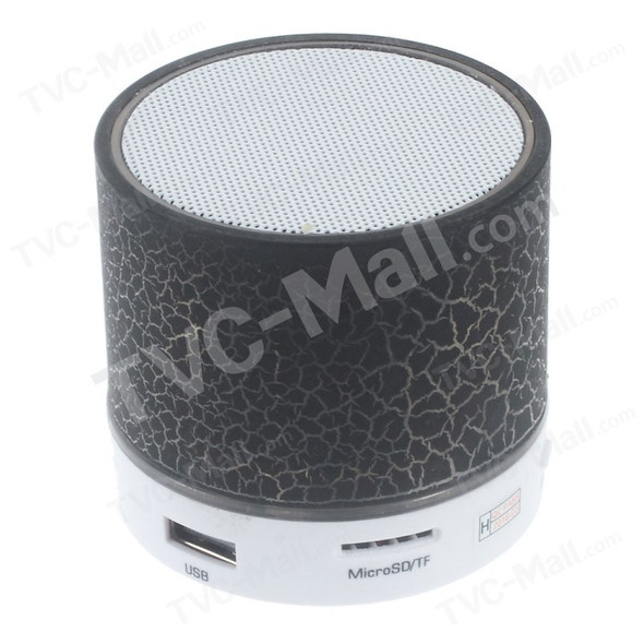 Crack Pattern A9 Stereo Bluetooth Hands-free Speaker with LED Lights Support TF Card - Black