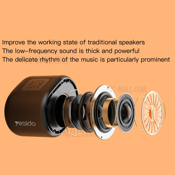 YESIDO YSW03 Portable Mini Rechargeable Bluetooth 5.0 Speaker AUX TF U-Disk Music Player Subwoofer