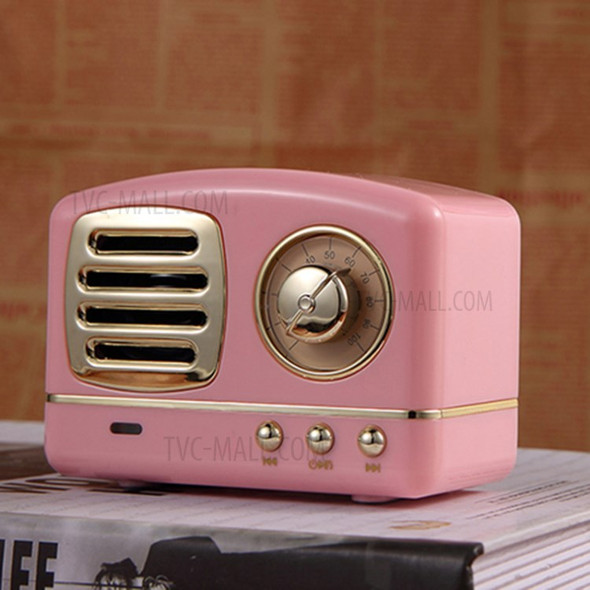 HM11 Retro Wireless Bluetooth Stereo Speaker Music Player HiFi Sound Subwoofer - Pink