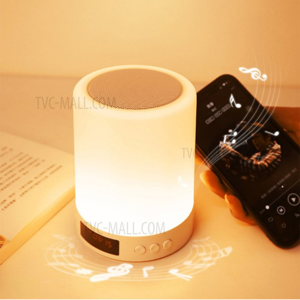 S66 Touch Control Wireless Cylinder Colorful Night Light Bluetooth Speaker Alarm Clock Desk Decoration