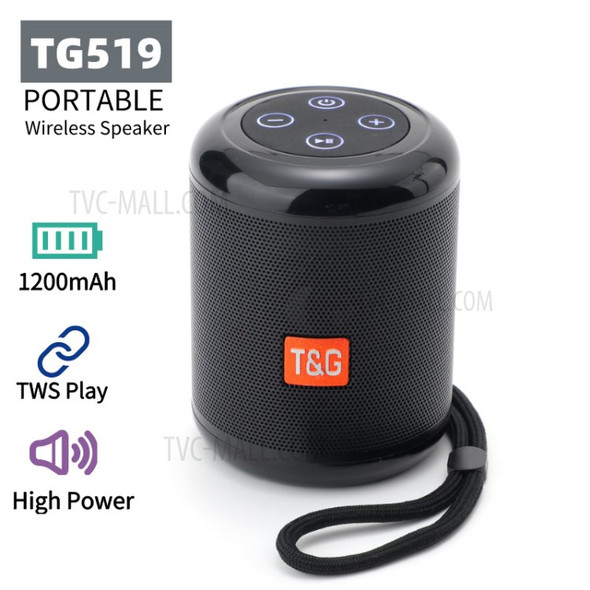 T&G TG519 TWS Bluetooth Speaker FM Radio Loudspeaker Support TF Card 3.5mm AUX U Disk - Black