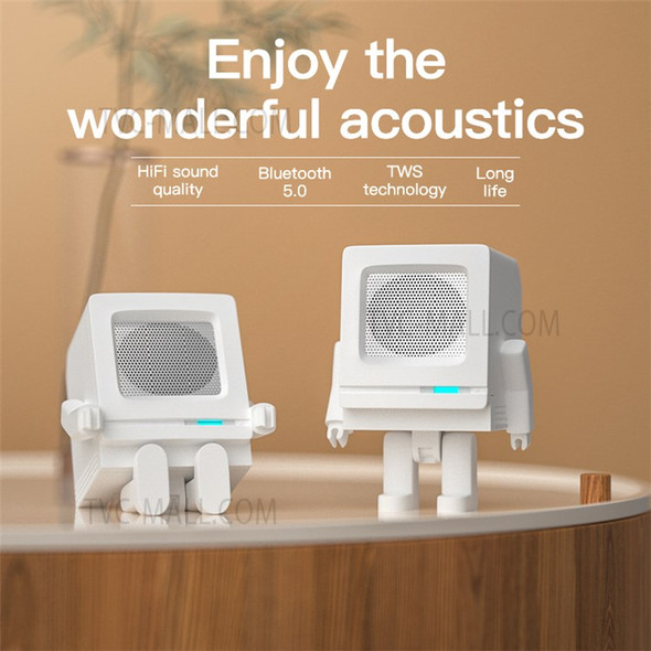 Creative Cute Robot Portable Wireless Speaker Bluetooth Stereo Music Subwoofer Gift