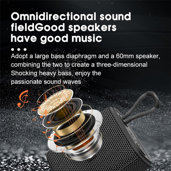 EBS-300 Portable Cloth Mesh Design Bluetooth Wireless Speaker Outdoor Waterproof Stereo Music Subwoofer Support TF Card - Black