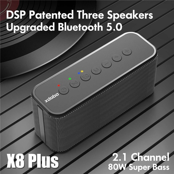 XDOBO X8 Plus 80W High Power TWS Bluetooth 5.0 Surround Sound & Rich Stereo Bass Speaker Subwoofer - Black