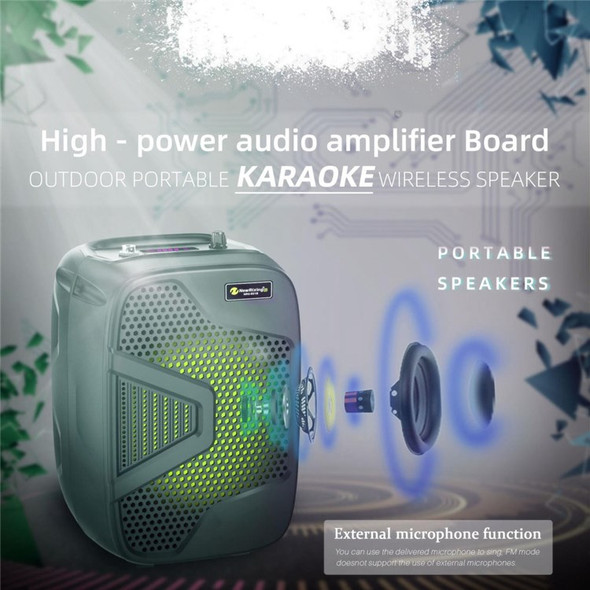 NEWRIXING NRG501B Portable Karaoke Wireless Bluetooth Speaker with Microphone High Power TF Card/AUX/USB/FM Radio Music Loudspeaker