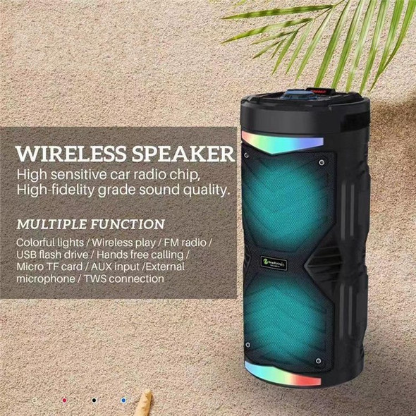 NEWRIXING NRG6601A Outdoor Portable Speaker Wireless Speaker 20W High Power Sound Amplifier with Microphone Support TF Card/FM - Black