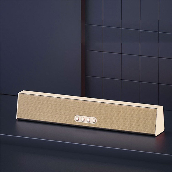 S12 Wireless Bluetooth Speaker Smart Mini Speaker Home Computer Multi-Function Sound Amp with Mode/Clock/Station Frequency Display - Gold