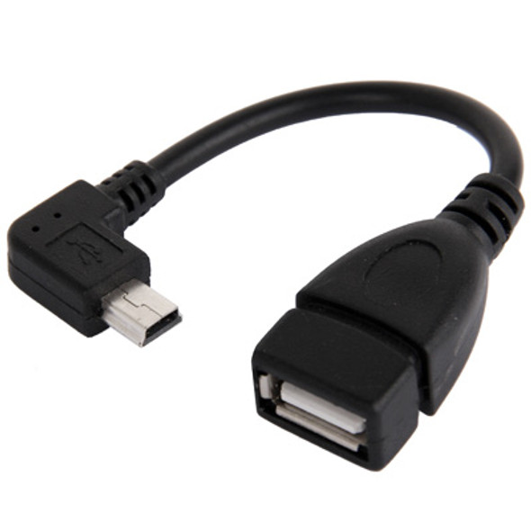 90 Degree Mini USB Male to USB 2.0 AF Adapter Cable with OTG Function, Length: 13cm(Black)