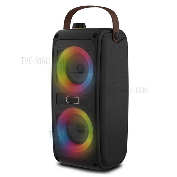 B87 Portable Bluetooth Speaker Subwoofer Heavy Bass with Colorful Light Karaoke Outdoor Singing Speaker - Black