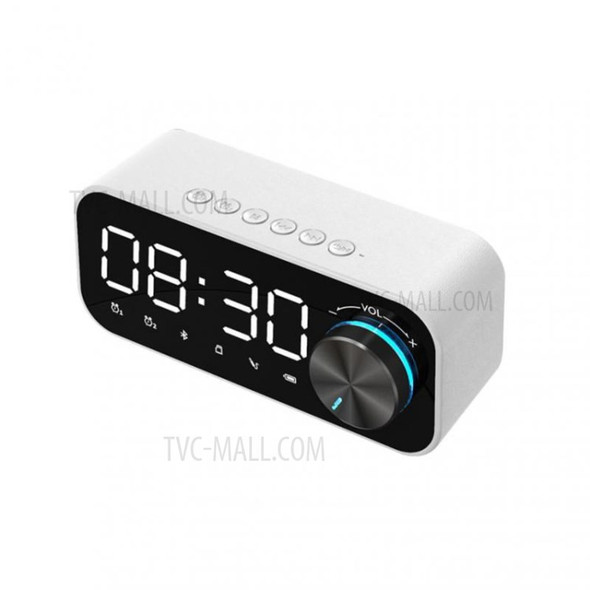 Digital Alarm Clock TF Card Music Player Bluetooth 5.0 Speaker Electronic LED Screen Clock - White