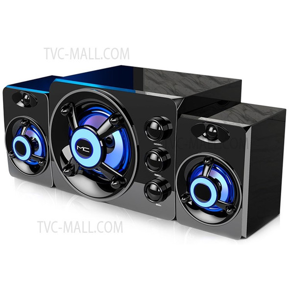 SADA D-208 3 in 1 Home Speaker Set Portable Design Super Bass Subwoofer with Colorful LED Light 3.5mm Wired Speakers TF Card Slot