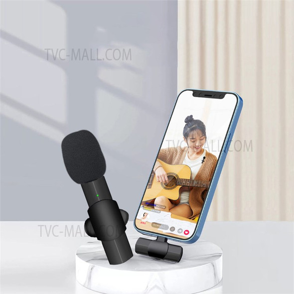 K10 Wireless Lavalier Microphone Live-stream Intelligent Noise Reduction 2.4G Mini Mic with Lightning Receiver
