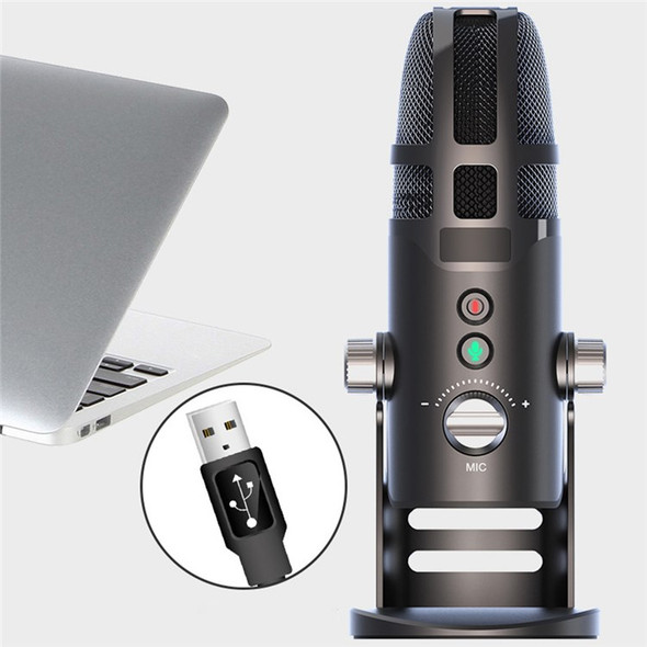 Professional Condenser Microphone with 3m Wired Earphone Metal RGB Light USB Mic with Sound Card for PS4 Gaming Streaming Recording (PC/Android/Lightning Version + 32G Memory Card)