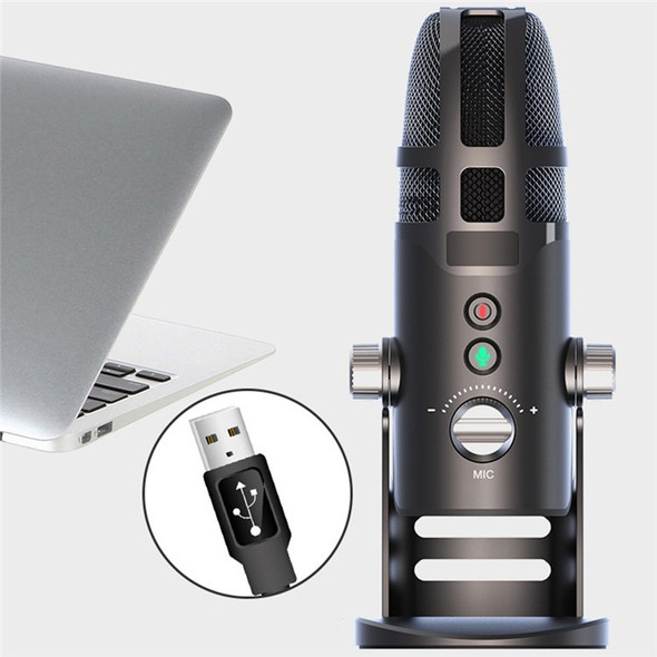 Professional USB Microphone with Sound Card for Video Recording Live Stream Metal RGB Light Condenser Mic for PS4 Gaming (PC/Android/Lightning Version + 32G Memory Card)