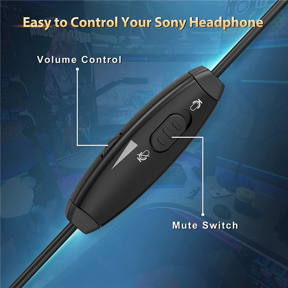 For Sony WH-1000XM3/XM4 Gaming Headset Wire Control Microphone Extension Audio Cable 1.5m