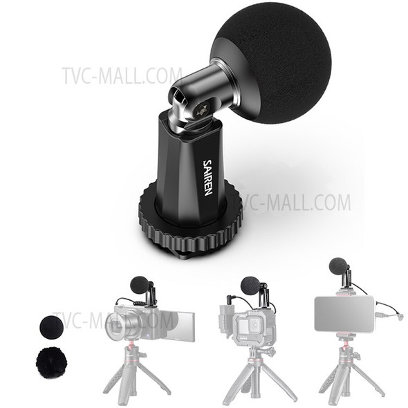SAIREN 3.5mm TRS Interface On-Camera Video Microphone Adjustable Angle Mini Interview Vlog Mic for Phone DSLR