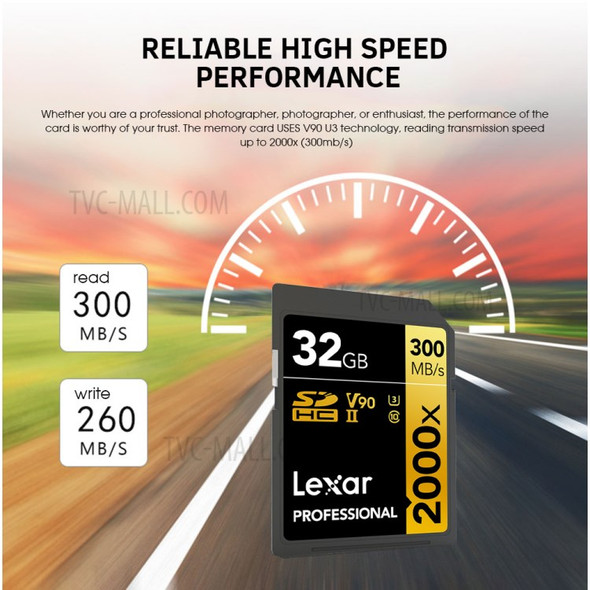 LEXAR 32G SD Card 2000X SDHC UHS-II U3 V90 High Speed Memory Card