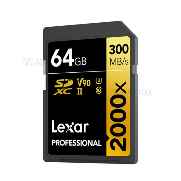 LEXAR Professional 64G SD Card 2000X SDXC UHS-II U3 V90 High Speed Memory Card