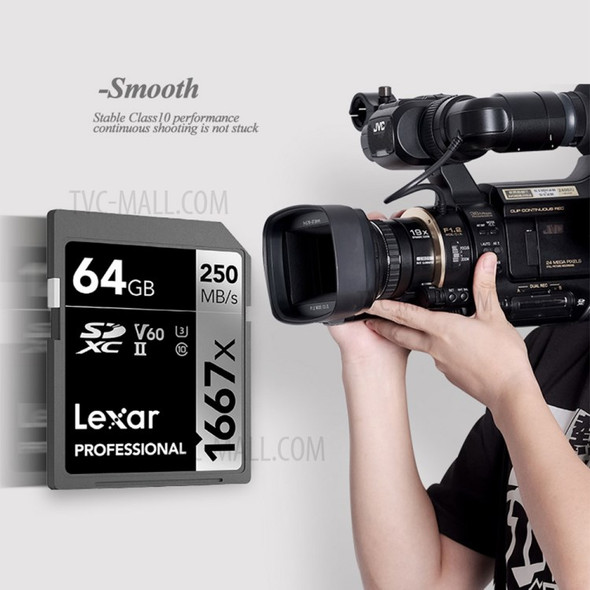 LEXAR 64G 1667X UHS-II U3 V60 Storage Card Class 10 High Speed Memory Card