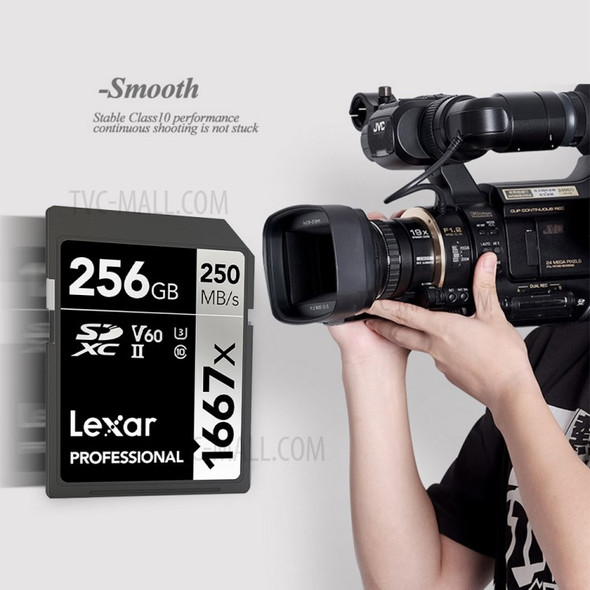 LEXAR 256G 1667X UHS-II U3 V60 Storage Card Class 10 High Speed Memory Card with Maximum Write Performance of 120MB/s