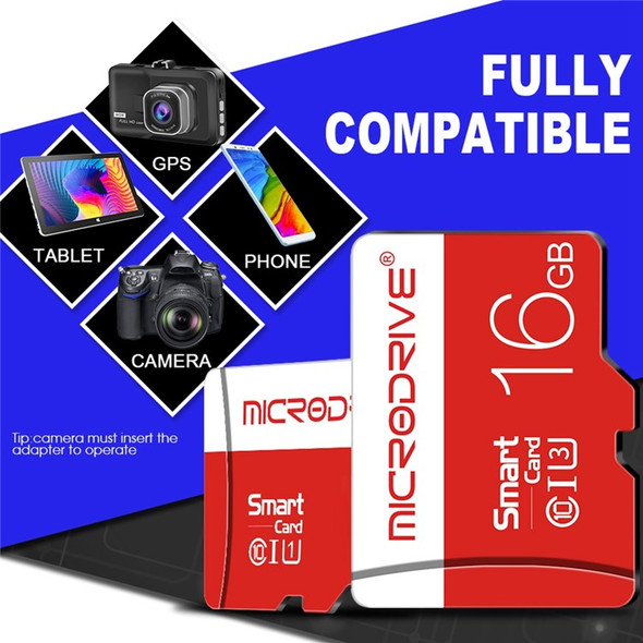 MICRODRIVE 16GB Micro-SD TF Card U1 Class10 48MB/s Read Speed Memory Card for Phone Tablet Camera