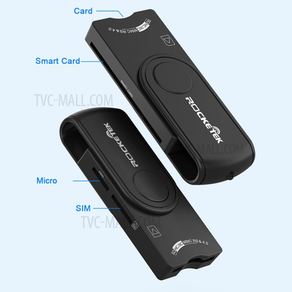 ROCKETEK CR310 USB 3.0 Smart CAC Card Reader MMC SD TF ID SIM Bank Card Connector Adapter