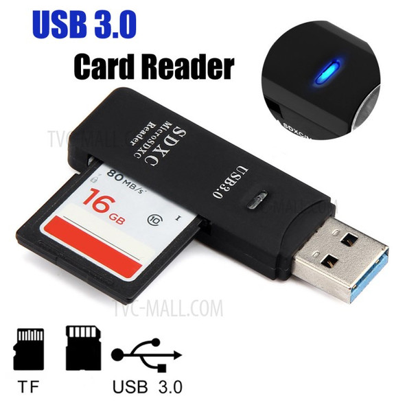 USB3.0 SDXC TF Memory Card Reader Fast Data Transfer Computer Adapter