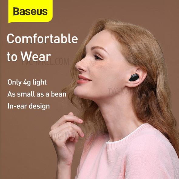 BASEUS ENCOK WM01 Plus TWS Bluetooth Wireless Earphone Headset Headphone with Digital Display and Charging Case - Black