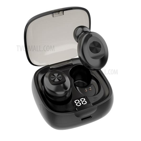 XG-8 TWS Mini Bluetooth 5.0 Wireless Earphone Earbuds Sport Waterproof HiFi Stereo Headset with Digital Display Charging Case - Black