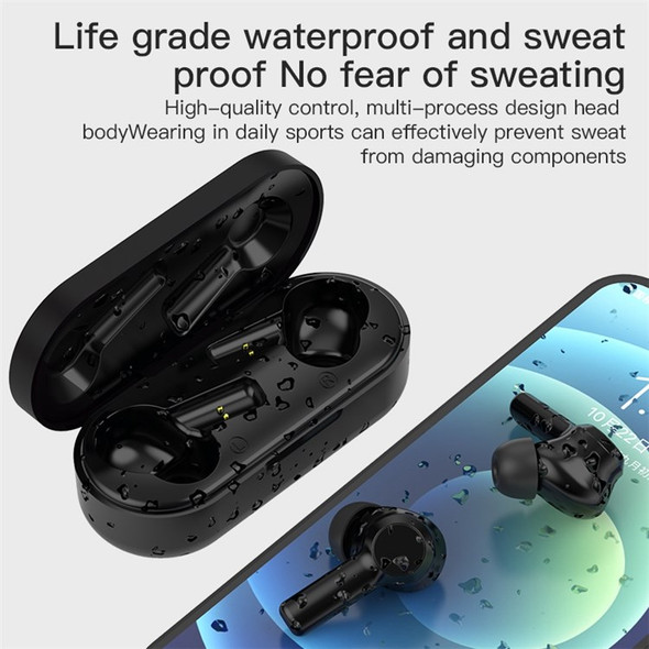 JSM-W20 TWS Bluetooth 5.0 Earphones Noise Cancelling Stereo In-ear Earbuds Smart Touch Waterproof Headphone - Black