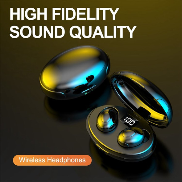 JSM-T5 TWS Bluetooth 5.0 In-ear Noise-cancelling Headset Wireless Earphones Stereo Earbuds Waterproof Sports Headphones with Power Display Charging Box - Black