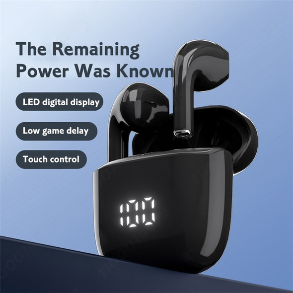 LENOVO XT83 Pro Digital Display Wireless Headphones Bluetooth 5.1 Touch Control HiFi Stereo Gaming Headset Earbuds with Mic - Black