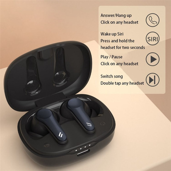 L13 TWS Wireless Bluetooth E-sports Earphone In-ear Stereo Music Game Touch Headset - Black