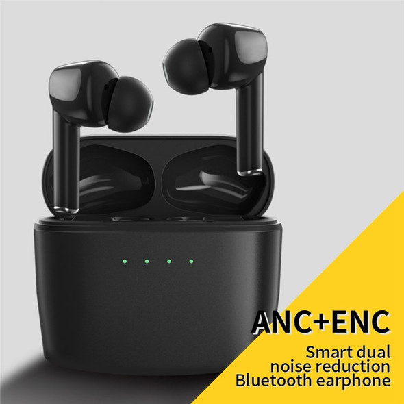 ESSAGER J8 ANC TWS Wireless Bluetooth 5.2 Earphone Active Noise Cancelling Waterproof Stereo Music Calling Headset - Black