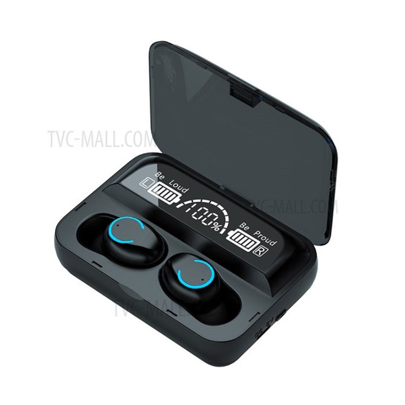 F9-47 TWS Mini Bluetooth Earphones with Flashlight Headphones Wireless Earbud - Black