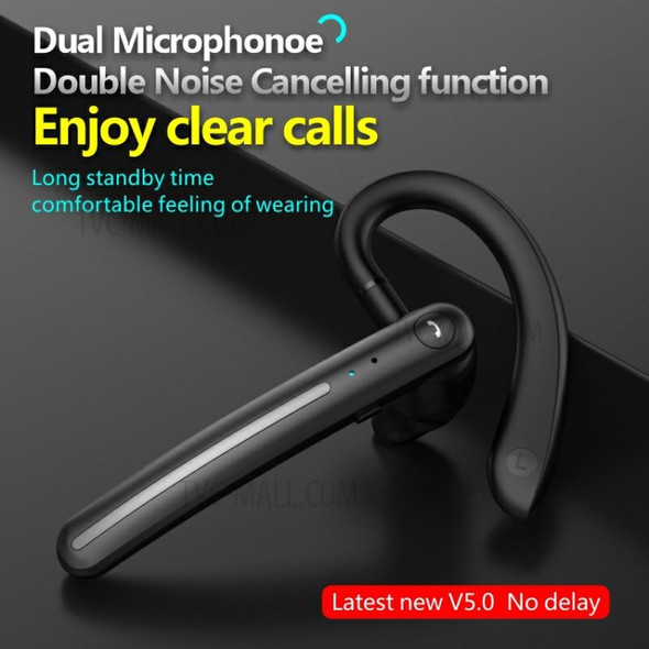 F980 Single Ear Business Bluetooth Headset Ear-hook Noise Reduction Hands-free Earphone Earpiece - Black