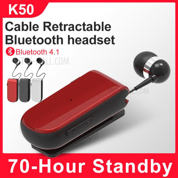 Business Wireless Bluetooth Headset Telescopic Type Collar Clip HD Sound Quality Earphone with Mic - Black